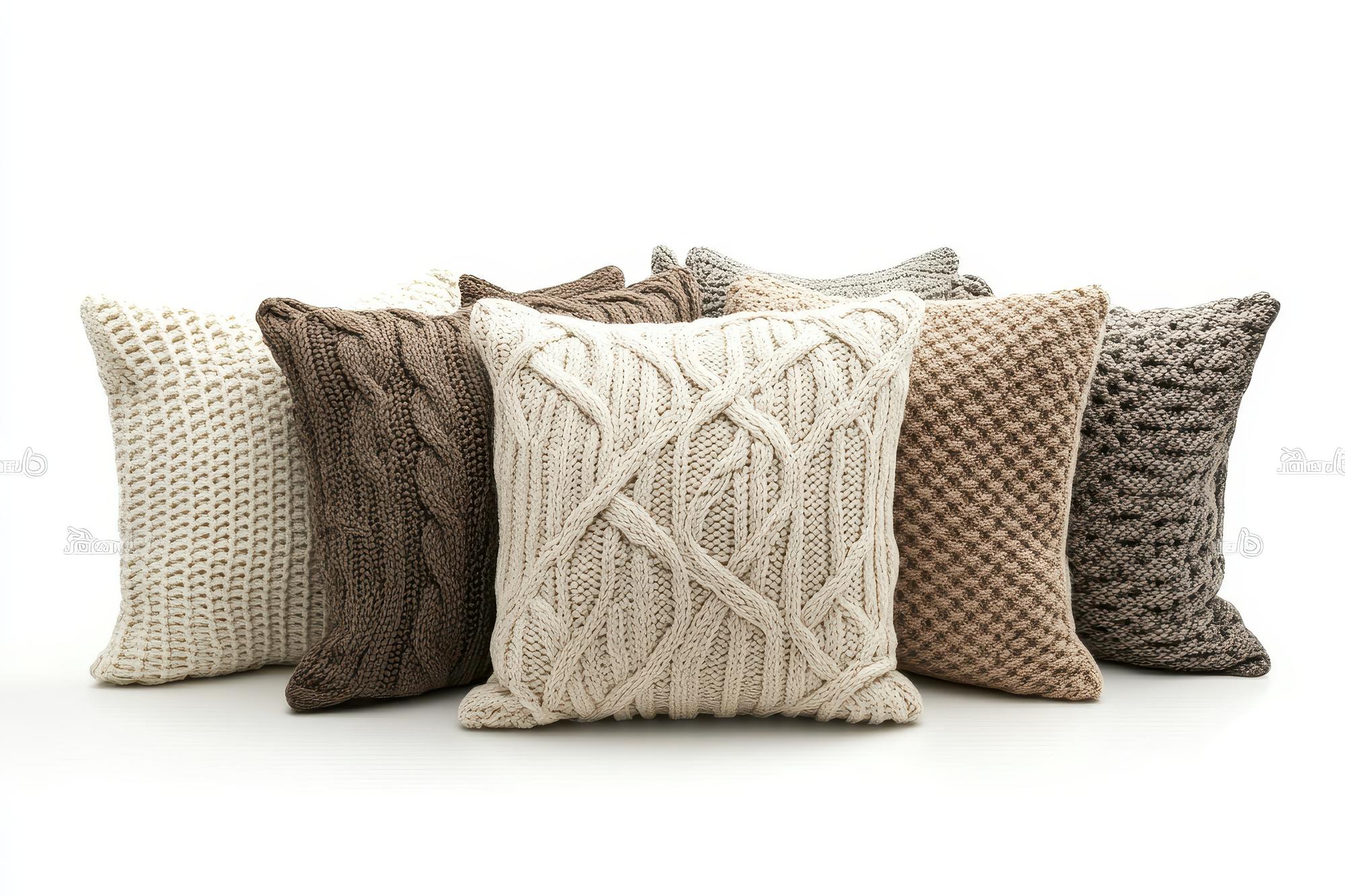 set of embroidered cushions on sofa